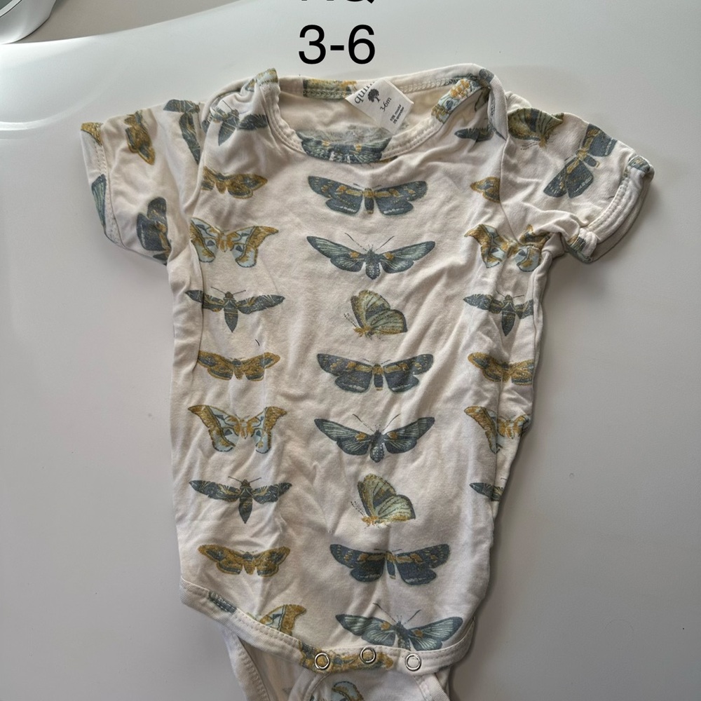 Kate Quinn Moth Print Baby Onesie